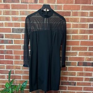Oleg Cassini Black Sheer Sleeve Dress
